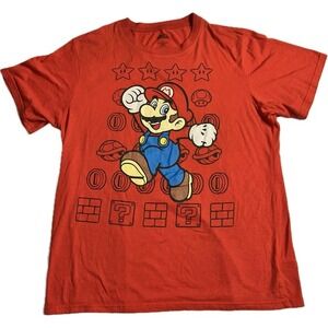2013 Super Mario Red T-shirt Men's M Nintendo video game Pre-owned World Bros‎